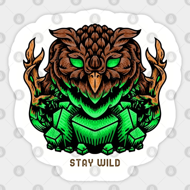 Stay wild owl art Sticker by Wolf Clothing Co